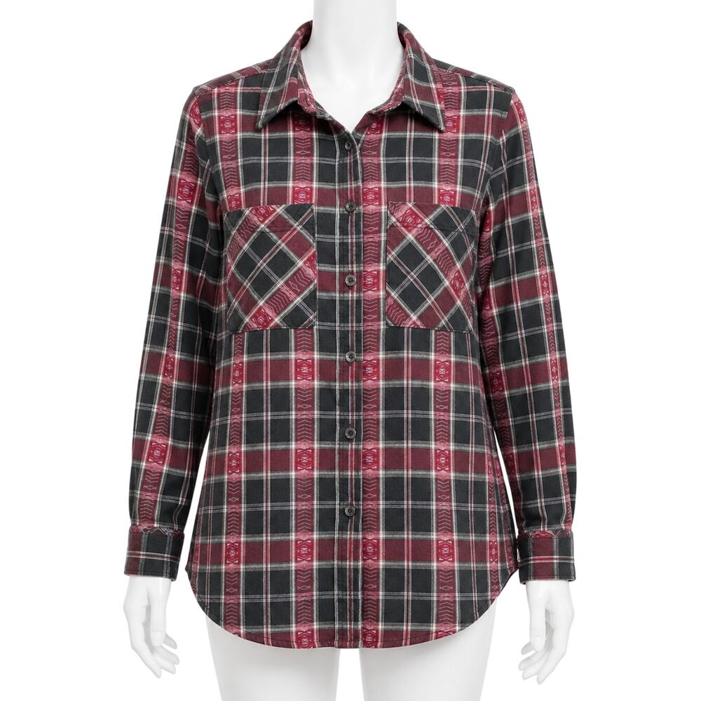 Mudd Button Up Shirt S Pink Plaid Long Sleeve 100% Cotton Y2K Preppy Hipster